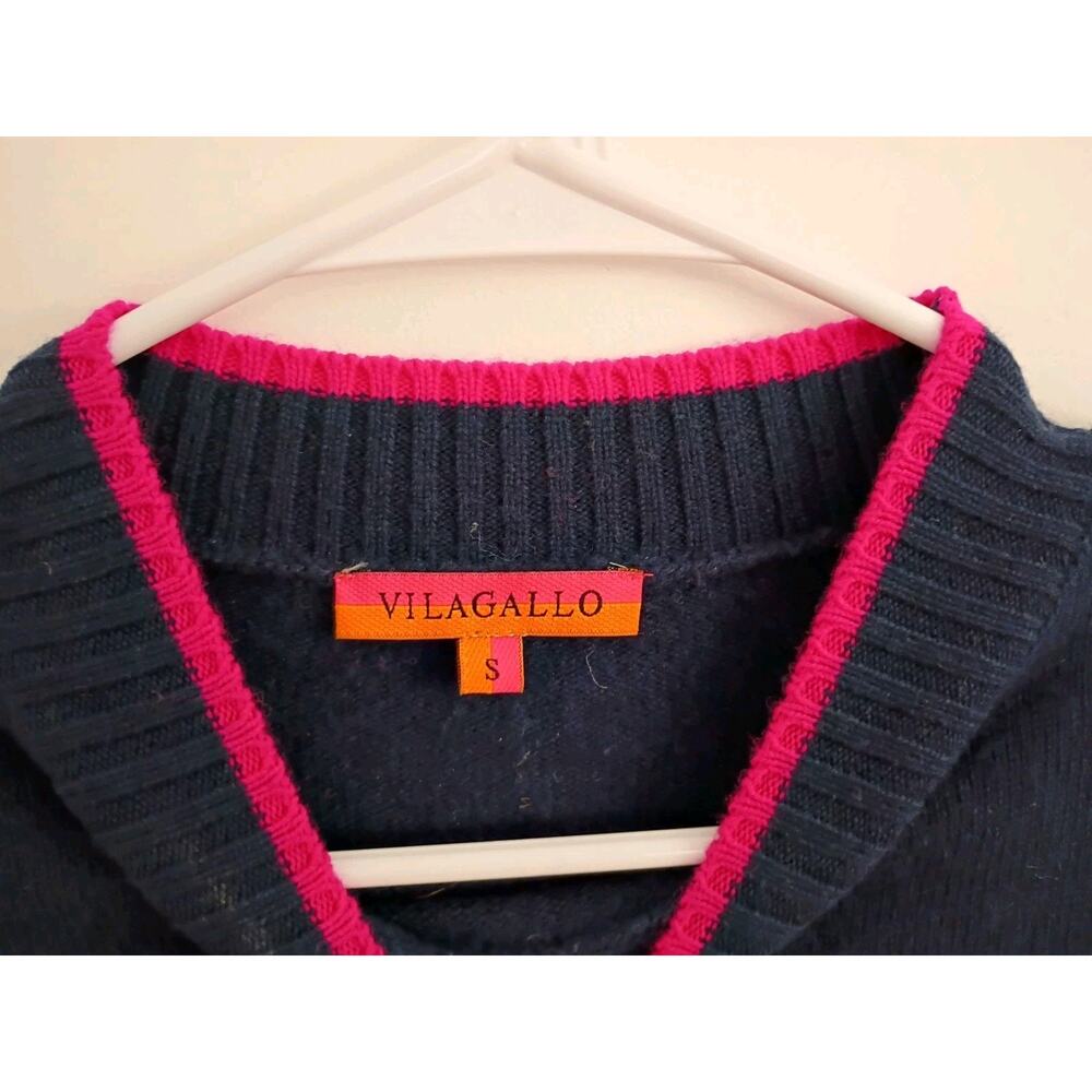 Vilagallo Women's Pink Crew Neck Sleeve Knit Pullover Sweater Small - Picture 3 of 6